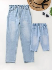 Baby 1pc Elastic Waist Straight Leg Jeans - Light Wash - View 4