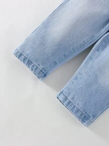 Baby 1pc Elastic Waist Straight Leg Jeans - Light Wash - View 6