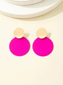Pendientes largos redondos - Rosa Fucsia - Ver 3