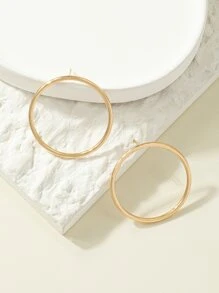 Circle Stud Earrings - Yellow Gold - View 2