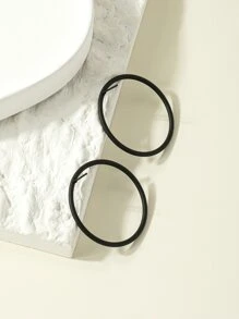 Circle Stud Earrings - Black - View 3