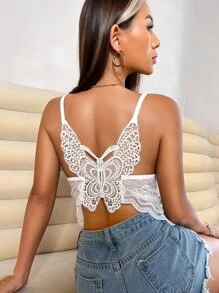 SHEIN SXY 素色蕾絲吊帶上衣 - 白色 - 查看 1