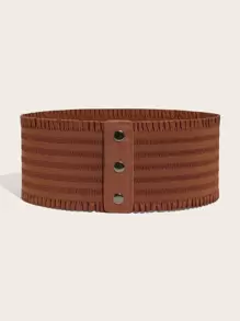 1 pieza Cinturón elástico de cintura simple para mujer, estilo europeo y americano - Marrón - Ver 2