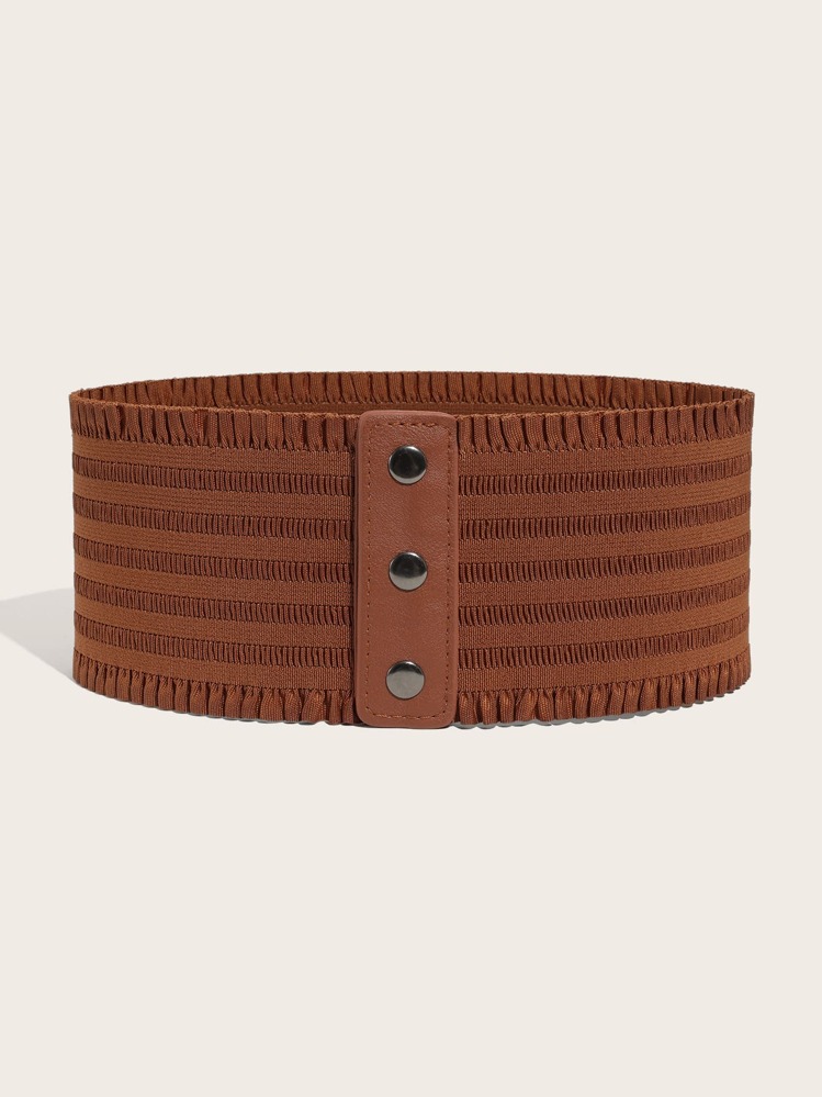 1 件女士简约松紧腰带，欧美风格 - 棕色 - 查看 2