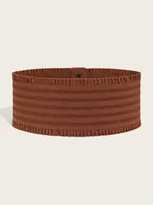 1 pieza Cinturón elástico de cintura simple para mujer, estilo europeo y americano - Marrón - Ver 3