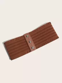 1 pieza Cinturón elástico de cintura simple para mujer, estilo europeo y americano - Marrón - Ver 5