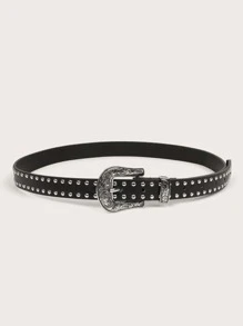 Street 1pc Studded Decor Western Belt Halloween - Black - View 2
