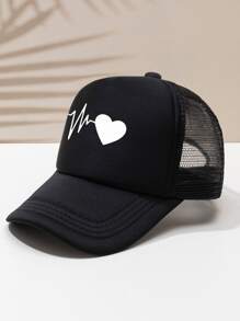 Gorra de camionero informal para hombres con diseño de corazón - Ver 2