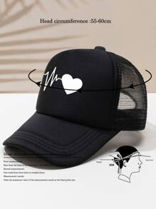 Gorra de camionero informal para hombres con diseño de corazón - Ver 3
