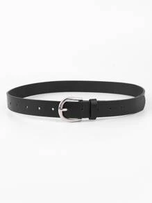 Cinturones para mujer, 1 pieza, para pantalones vaqueros, cinturón de moda con hebilla cuadrada - Negro - Ver 2