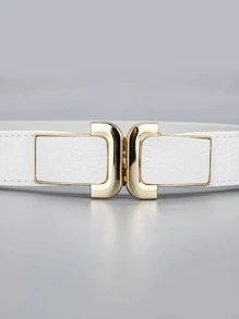Symmetrical Buckle Belt Summer, School Fall, Autumn, Halloween - White - View 3