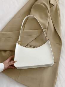 輕量級商務休閒時尚手提袋，適用於青少年女生、女大學生、菜鳥和白領，完美適用於辦公室、工作、商務、通勤，極簡風格女士袋 - 白色 - 查看 1