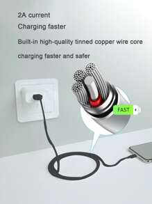 1入組Type C數據線 - 黑色 - 查看 4