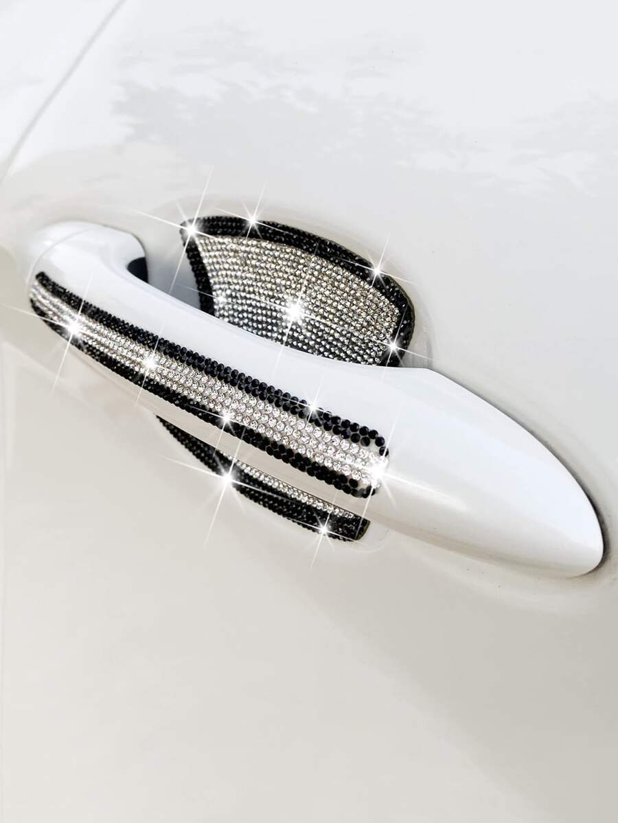 2入組水鑽裝飾車門把手貼紙集 - 黑與白 - 查看 1