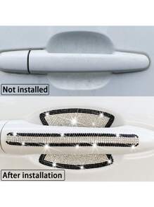 2入組水鑽裝飾車門把手貼紙集 - 黑與白 - 查看 3