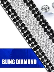 2入組水鑽裝飾車門把手貼紙集 - 黑與白 - 查看 4