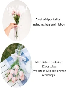 1 set/2 sets, 17.4in/44cm, Flores artificiales, Ramo artificial de tulipanes, Ramo floral de tacto real, Ramo de tulipanes para regalo, Decoración de picnic de fiesta, Ramo de tulipanes falsos, Adecuado para decoración del hogar, boda al aire libre, fiesta, decoración de dormitorio, decoración del hogar, decoración de fiestas, regalo del Día de la Madre, regalo del Día de San Valentín, regalo de cumpleaños, decoración de regreso a la escuela, decoración de primavera en el hogar, decoración de cocina, oficina, ceremonia de graduación - Rosa - Ver 4