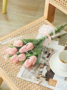 1 set/2 sets, 17.4in/44cm, Flores artificiales, Ramo artificial de tulipanes, Ramo floral de tacto real, Ramo de tulipanes para regalo, Decoración de picnic de fiesta, Ramo de tulipanes falsos, Adecuado para decoración del hogar, boda al aire libre, fiesta, decoración de dormitorio, decoración del hogar, decoración de fiestas, regalo del Día de la Madre, regalo del Día de San Valentín, regalo de cumpleaños, decoración de regreso a la escuela, decoración de primavera en el hogar, decoración de cocina, oficina, ceremonia de graduación - Rosa - Ver 5