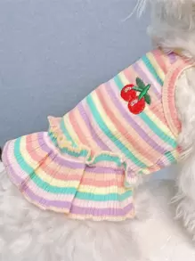 Colorful Striped Pet Dress - Pink - View 3