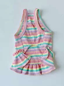 Colorful Striped Pet Dress - Pink - View 4