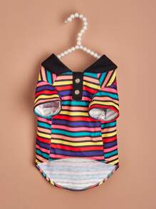 Striped Pet Polo Shirt - Multicolor - View 2