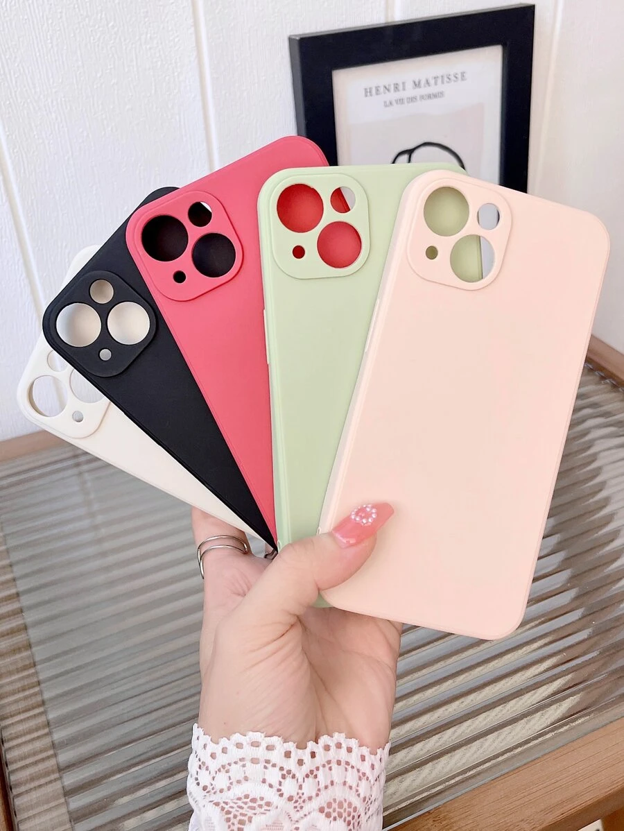 Pink 5pcs Solid Phone Case Compatible With IPhone 11,IPhone 13,IPhone 14 Pro Max - Multicolor - View 1