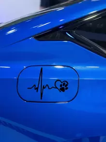 Personalized Wave Heartbeat Love Dog Paw Print Sticker ECG Heart Shape Car Decal Cute, Reflective - Black - View 6