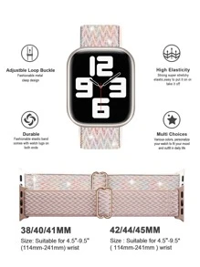 2 件/套弹性尼龙单圈表带，兼容 表带 49 毫米 46 毫米 45 毫米 44 毫米 42 毫米 41 毫米 40 毫米 38 毫米，男女款，个性化波浪纹柔软尼龙弹性编织表带，兼容 Ultra 2、Series 11/10/9/8/7/6/5/4/3/2/1 SE，可作为返校学生的礼物 - 杏色 - 查看 3