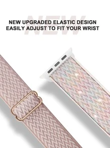 2 件/套弹性尼龙单圈表带，兼容 表带 49 毫米 46 毫米 45 毫米 44 毫米 42 毫米 41 毫米 40 毫米 38 毫米，男女款，个性化波浪纹柔软尼龙弹性编织表带，兼容 Ultra 2、Series 11/10/9/8/7/6/5/4/3/2/1 SE，可作为返校学生的礼物 - 杏色 - 查看 4