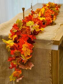 1 cái 170cm Vòng hoa lá phong cầu vồng giống như lụa cho bữa tiệc mùa đông Trang trí tủ tường trong nhà, Trang trí bàn ăn trung tâm, Trang trí nhà, Bọc tay vịn cầu thang, Trang trí cửa/cửa sổ ngoài trời, Giáng sinh - Nhiều màu - Xem 2