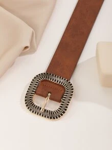 Boho 1pc Square Metal Buckle Belt Summer, School