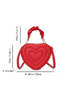 Quilted Heart Design Novelty Bagmatching , Bag, Gifts, Outfit,Perfect For Dress,Wedding Dress,Formal Dresses For Women,Prom Dress, Dress,Birthday Dress, - Red - View 6