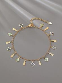 1入簡單時尚的幾何吊墜腳鍊，獨特風格適合女性日常佩戴 - 彩色 - 查看 2