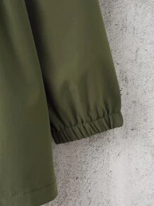 女孩腰部抽繩連帽外套 - 軍綠色 - 查看 3