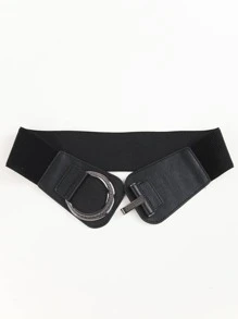 1pc Metal Buckle Wide Belt Harness Halloween - Black - View 2