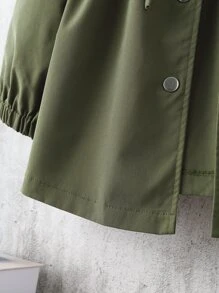 女孩腰部抽繩連帽外套 - 軍綠色 - 查看 4