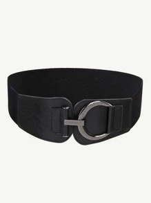 1pc Metal Buckle Wide Belt Harness Halloween - Black - View 1