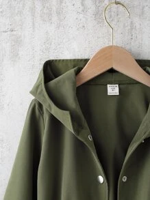 女孩腰部抽繩連帽外套 - 軍綠色 - 查看 7