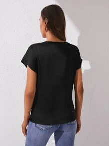 SHEIN Tall Batwing Sleeve Blouse - Black - View 2