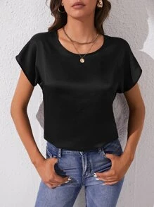 SHEIN Tall Batwing Sleeve Blouse - Black - View 5