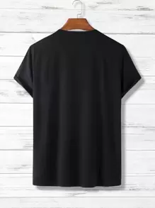 Manfinity Homme Men T-Shirts Fit Crew Neck Short Sleeve Graphic Tee Astronaut Funny Casual Summer Polyester - Black - View 2