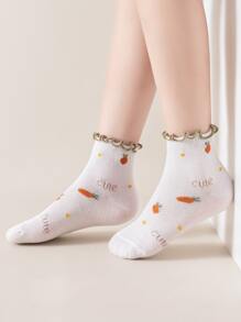 5雙小女童水果和字母圖案短襪 - 彩色 - 查看 6