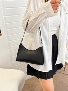 1 Miếng Hình cá sấu Da giả Bện Túi xách Túi đeo vai Đối với phụ nữ , Lý tưởng Đối với Mua sắm Và Quà tặng lễ hội - màu đen - Xem 5