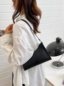 1 Miếng Hình cá sấu Da giả Bện Túi xách Túi đeo vai Đối với phụ nữ , Lý tưởng Đối với Mua sắm Và Quà tặng lễ hội - màu đen - Xem 6