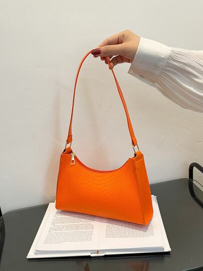 1pc Ladies Crocodile Pattern Woven Pu Shoulder Bag, Perfect For Shopping And As Festival Gift