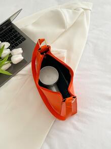 1入組女士們鱷魚紋編織PU皮革單肩包,完美適用於購物和作為節日禮物 - 橘色 - 查看 4