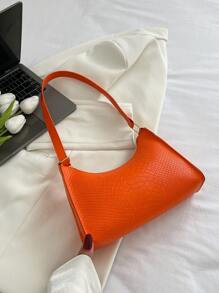 1入組女士們鱷魚紋編織PU皮革單肩包,完美適用於購物和作為節日禮物 - 橘色 - 查看 7