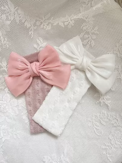 1 Pair Girls' Satin 3D Bow Decor Mesh Breathable Long Socks, Sweet & Cute Daily Wear Socks For Girls, Suitable For Spring/Summer Activities