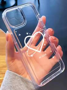 愛心圖案透明手機殼 - 無色 - 查看 1