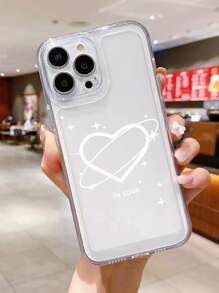 愛心圖案透明手機殼 - 無色 - 查看 3